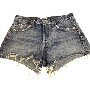Agolde Cutoff Raw Hem Jean Denim Shorts Blue Sz 28